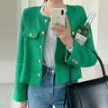 Élan Gold-Button Textured Cardigan