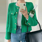 Élan Gold-Button Textured Cardigan