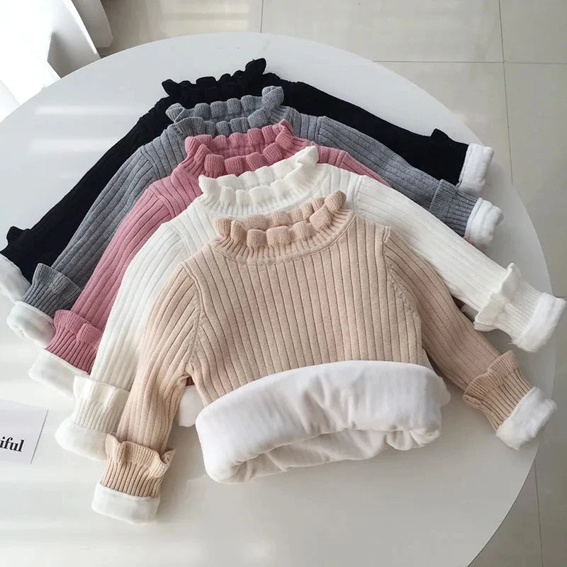 Cozy Ruffle-Neck Ribbed Sweater