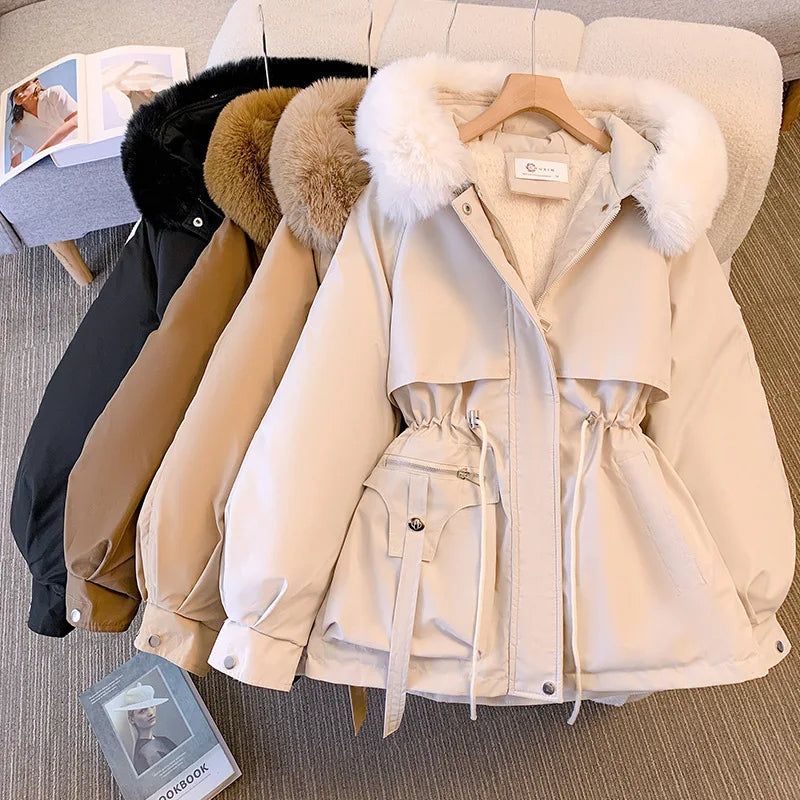 Élan Plush-Trim Cinched Winter Jacket