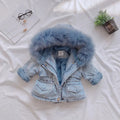 Little Alpine Fur-Trim Denim Jacket