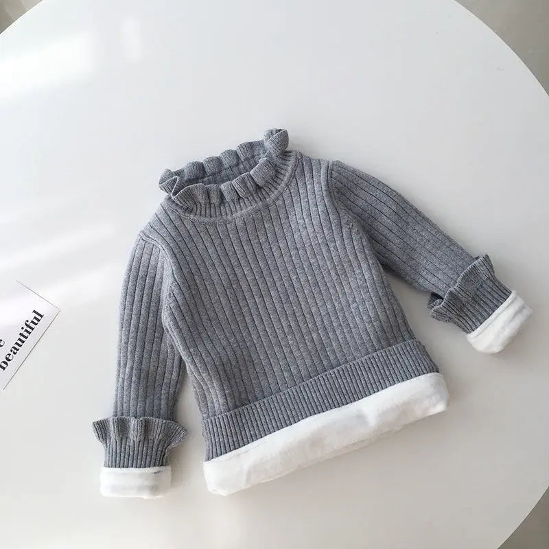 Cozy Ruffle-Neck Ribbed Sweater