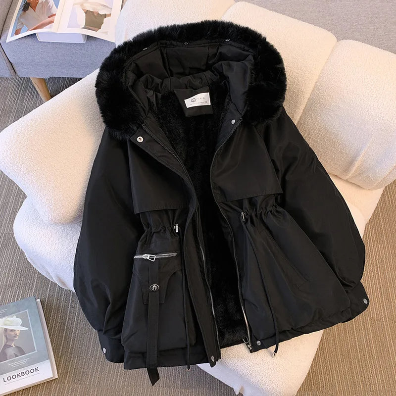 Élan Plush-Trim Cinched Winter Jacket
