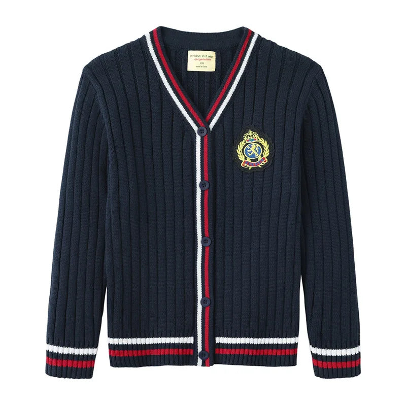 Children’s Knitted College-Style Cardigan Sweater