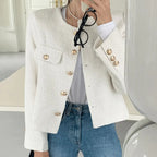Élan Gold-Button Textured Cardigan