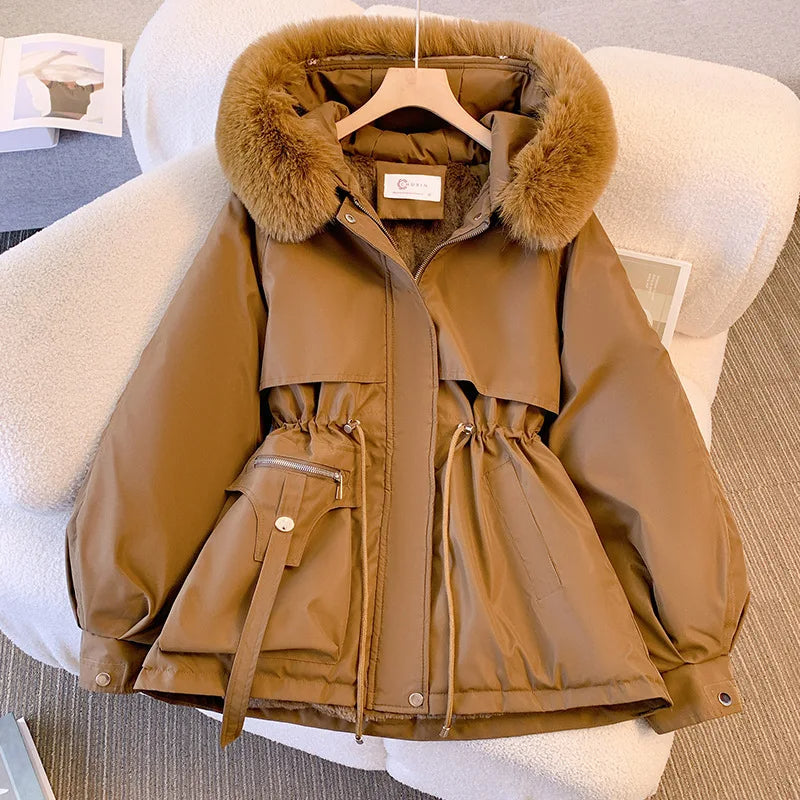 Élan Plush-Trim Cinched Winter Jacket