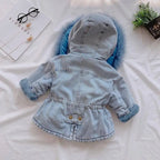Little Alpine Fur-Trim Denim Jacket