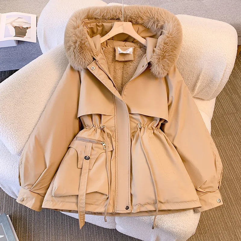 Élan Plush-Trim Cinched Winter Jacket