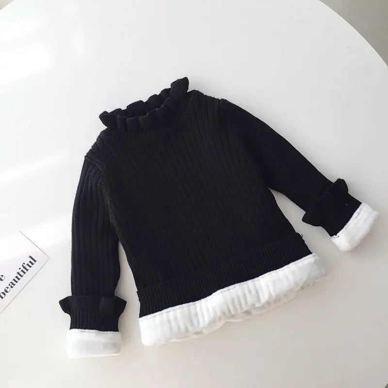 Cozy Ruffle-Neck Ribbed Sweater