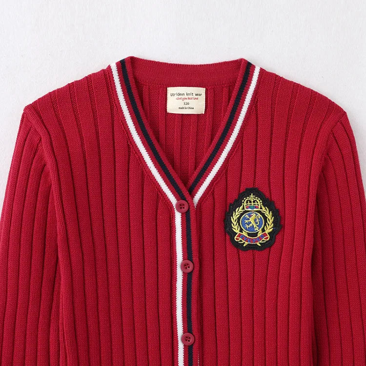 Children’s Knitted College-Style Cardigan Sweater