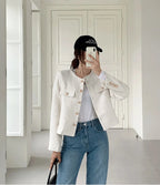 Élan Gold-Button Textured Cardigan
