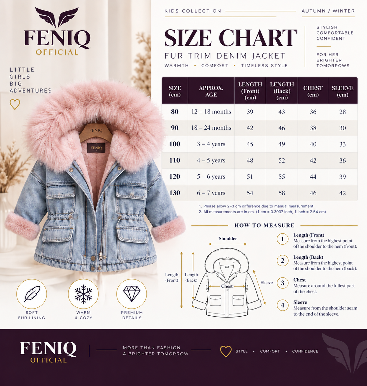 Little Alpine Fur-Trim Denim Jacket