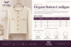Élan Gold-Button Textured Cardigan
