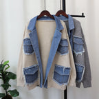 Élan Denim-Trim Knit Sweater