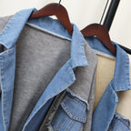 Élan Denim-Trim Knit Sweater