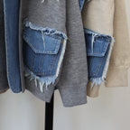 Élan Denim-Trim Knit Sweater