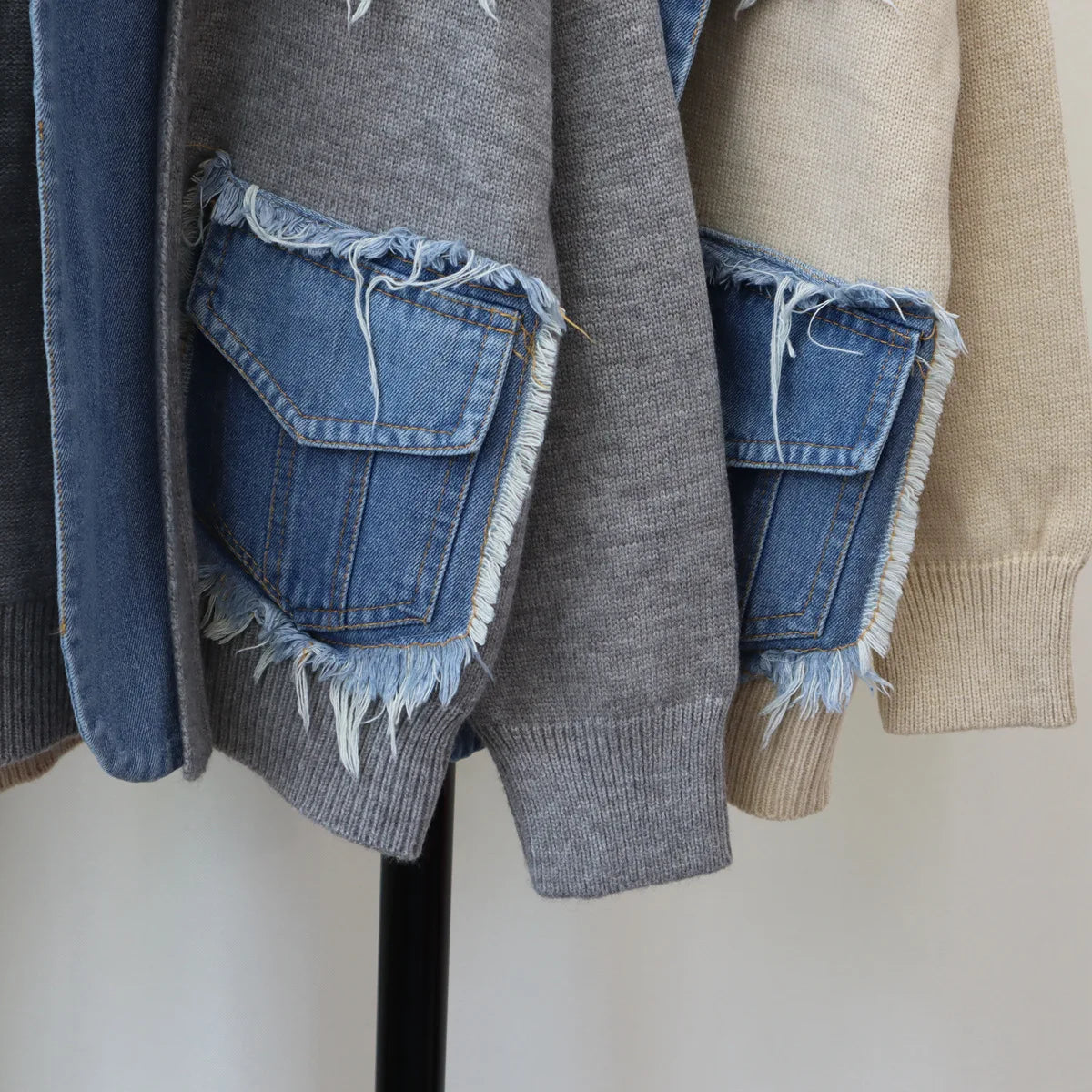 Élan Denim-Trim Knit Sweater