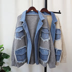 Élan Denim-Trim Knit Sweater