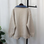 Élan Denim-Trim Knit Sweater