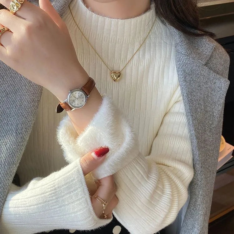 Élan Faux-Fur Cuff Knit Sweater