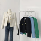 Élan Gold-Button Textured Cardigan