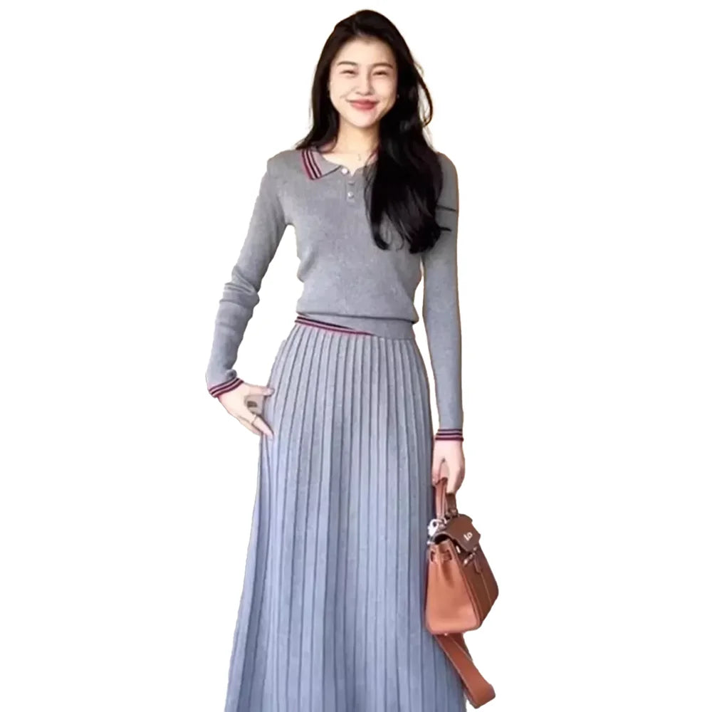 Élan Grace Pleated Midi Skirt