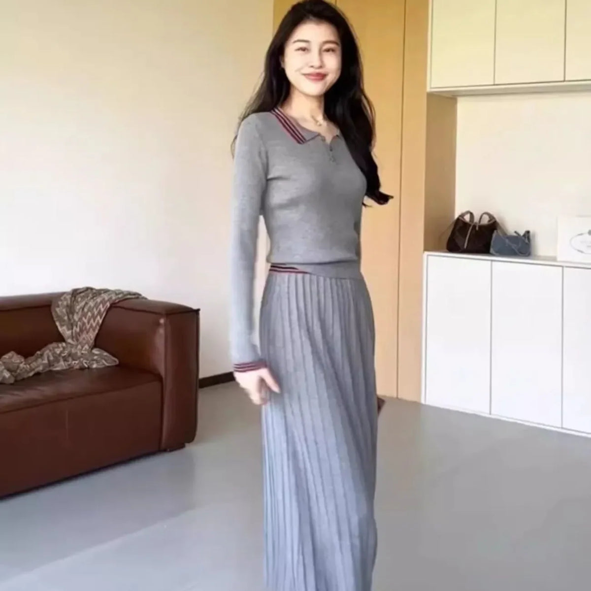 Élan Grace Pleated Midi Skirt
