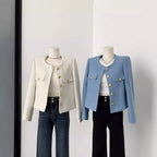Élan Gold-Button Textured Cardigan