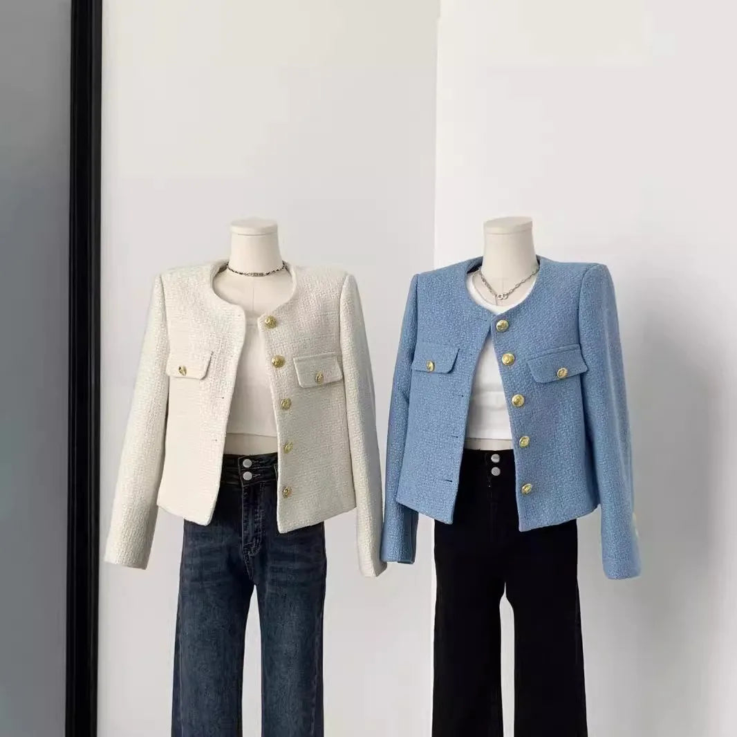 Élan Gold-Button Textured Cardigan