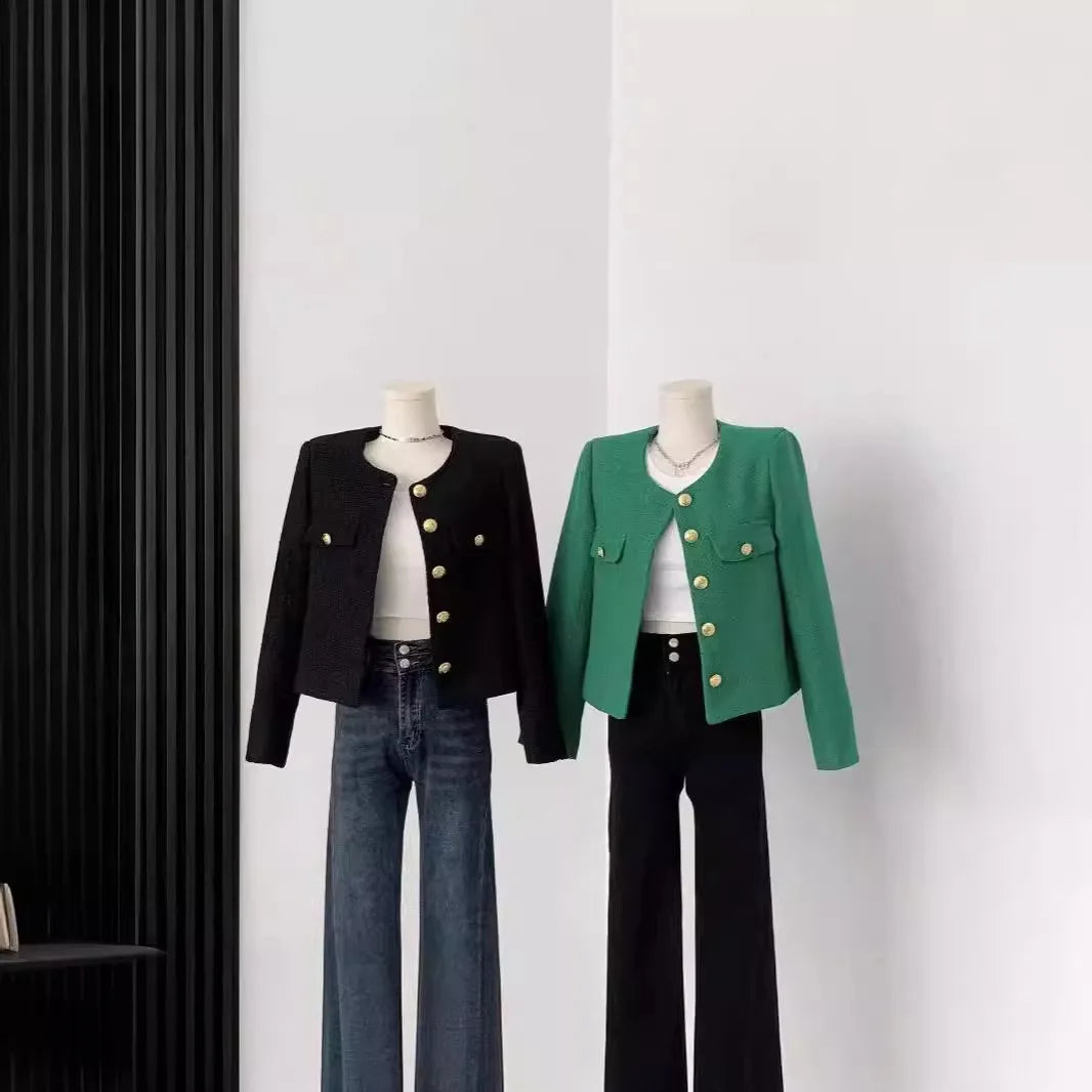 Élan Gold-Button Textured Cardigan