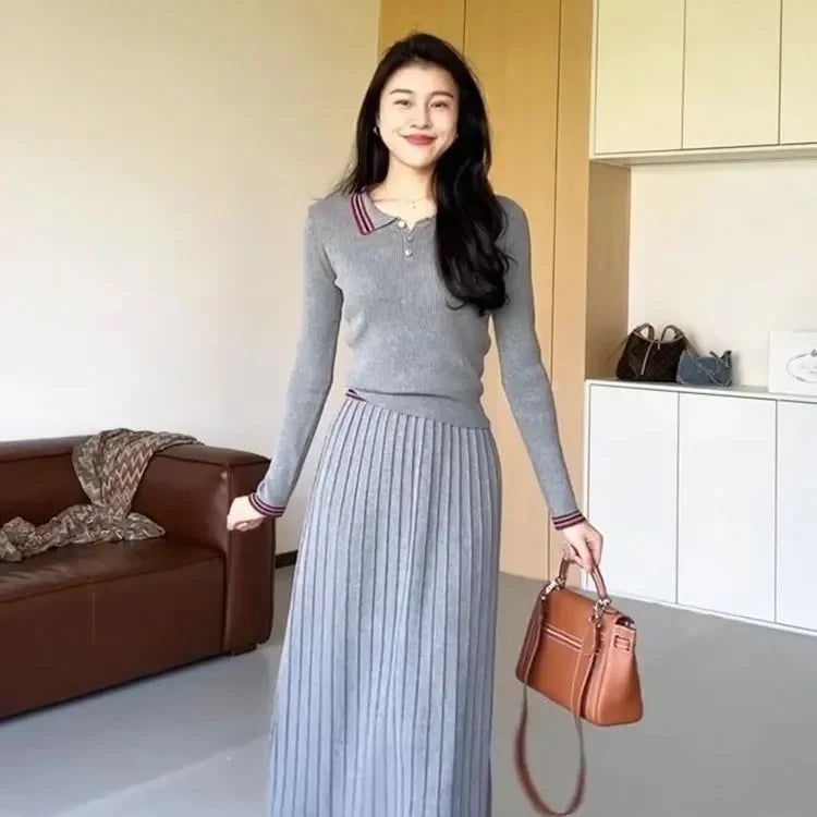 Élan Grace Pleated Midi Skirt