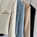 Élan Gold-Button Textured Cardigan