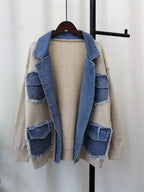 Élan Denim-Trim Knit Sweater