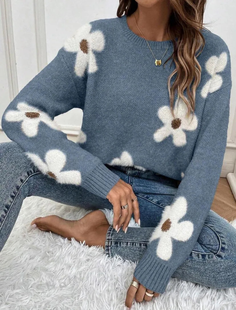 Élan Floral Jacquard Knit Sweater