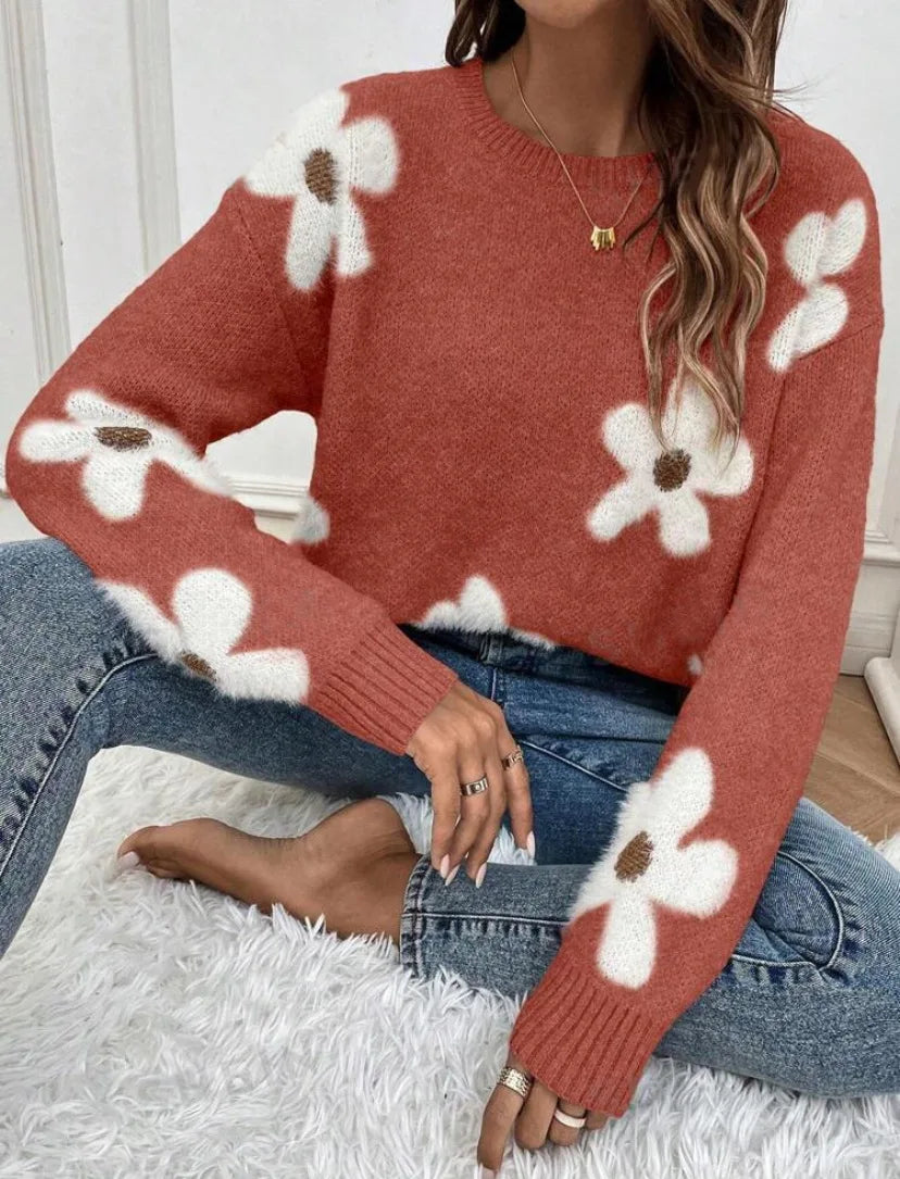 Élan Floral Jacquard Knit Sweater