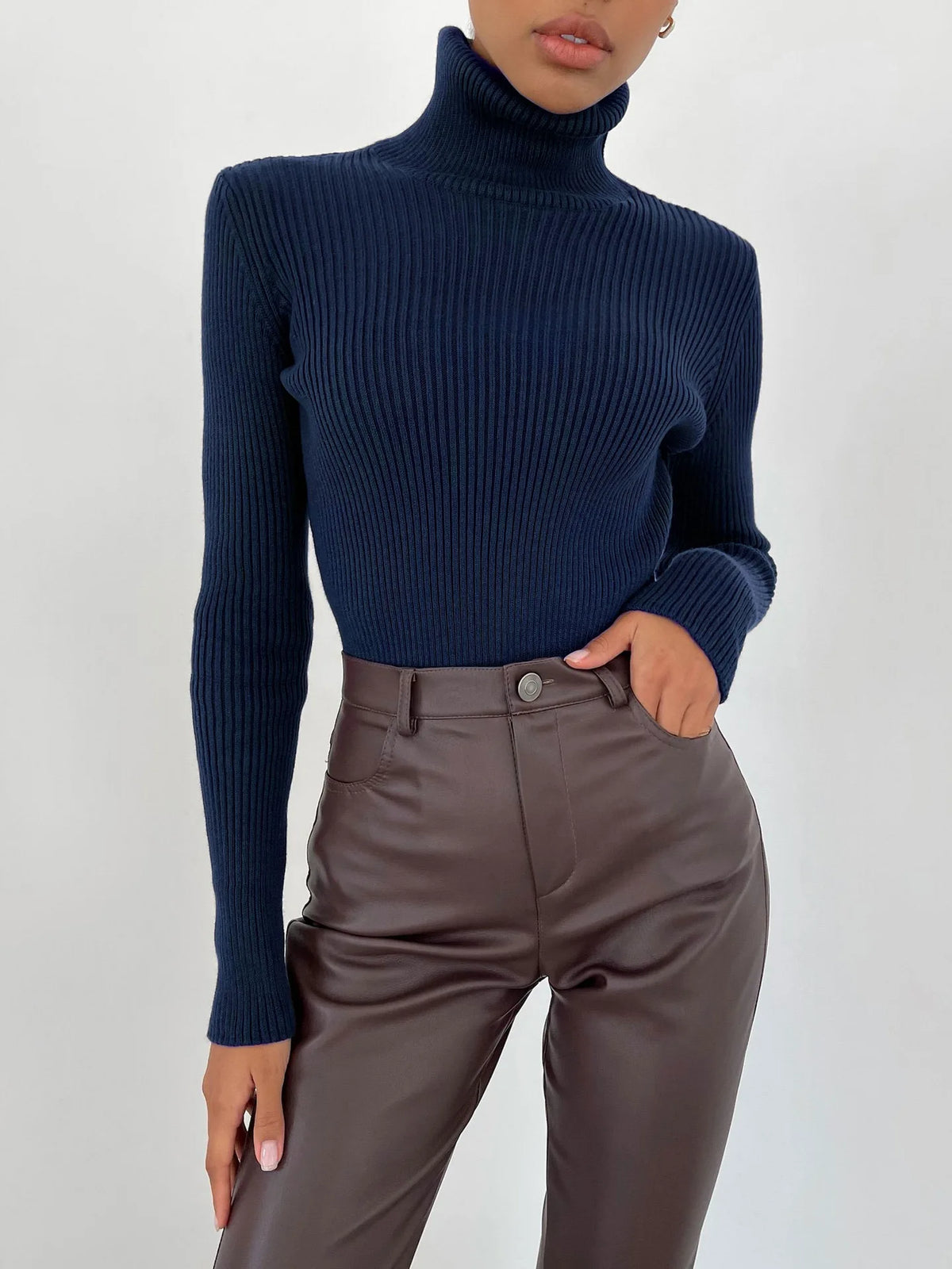 Élan Classic Turtleneck Knit Sweater