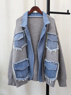Élan Denim-Trim Knit Sweater