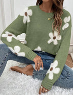 Élan Floral Jacquard Knit Sweater